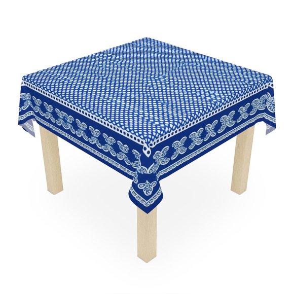 Blue White Tablecloth | Floral table cloth | Rectangle Square or Round Fit gift - Picture 1 of 5